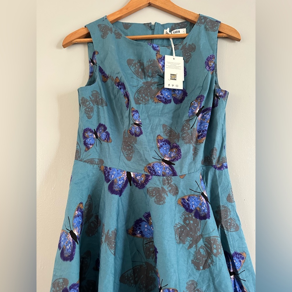 Grace Karin boat neck 1950s swing dress - Picture 2 of 6